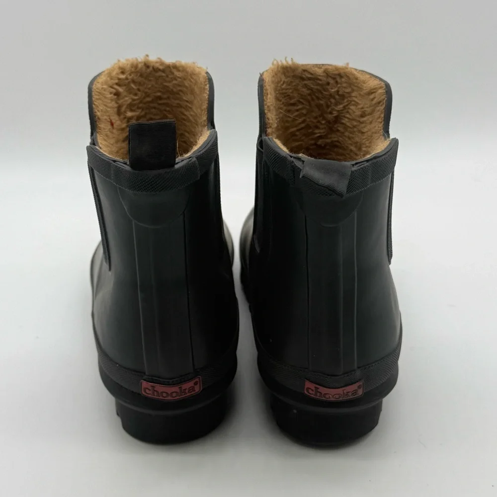 Chooka Classic Chelsea Rubber Boots Women's 8 Black High Top Shearling Lined